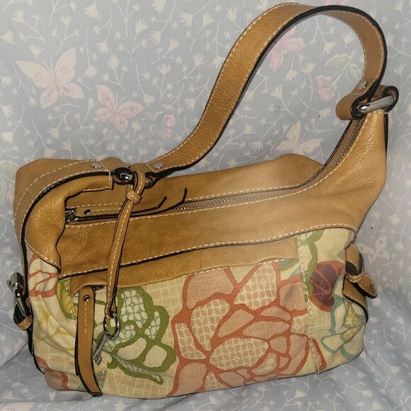VERY NICE VINTAGE FLORAL PRINT FOSSIL PURSE - Picture 1 of 8
